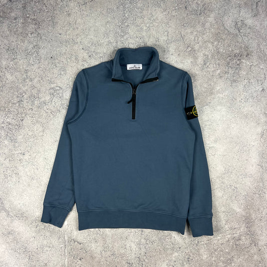 Stone Island Blue Quarter Zip Sweatshirt Small 20.25”