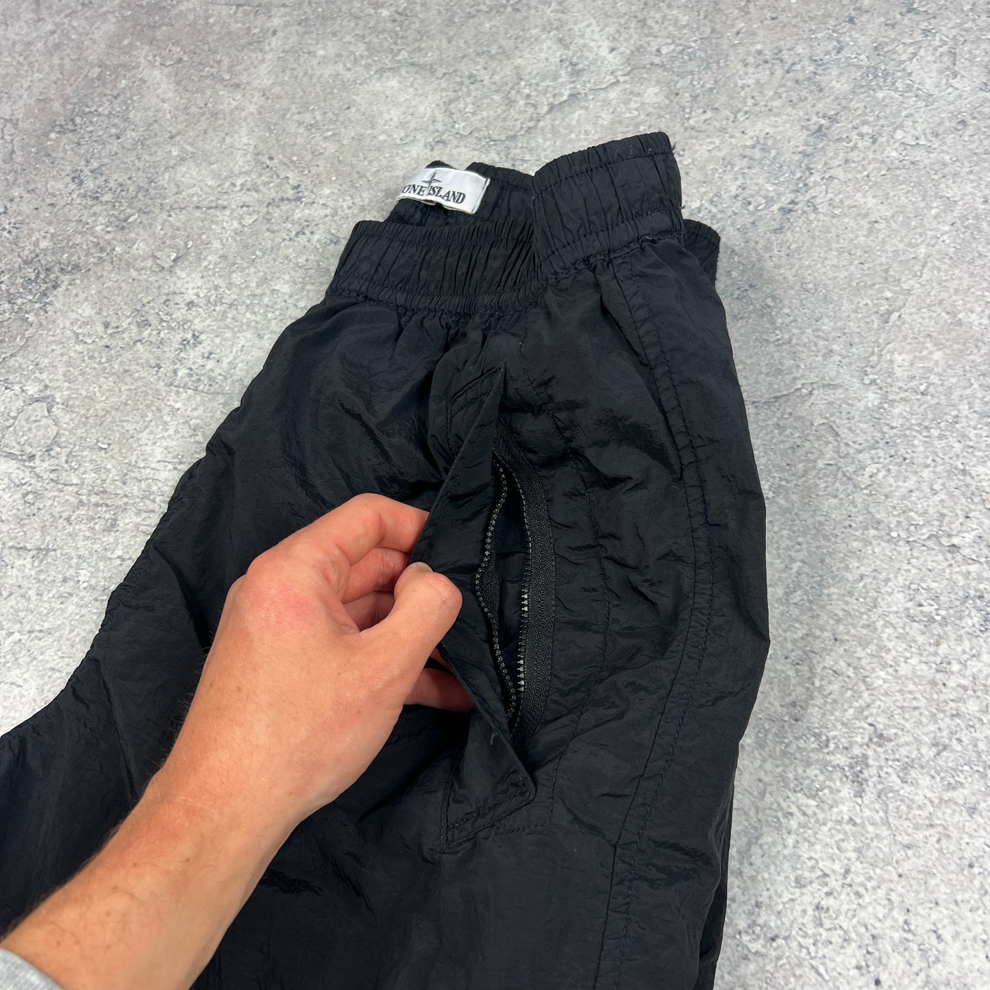 Stone Island Navy Nylon Metal Cargo Trousers W30”