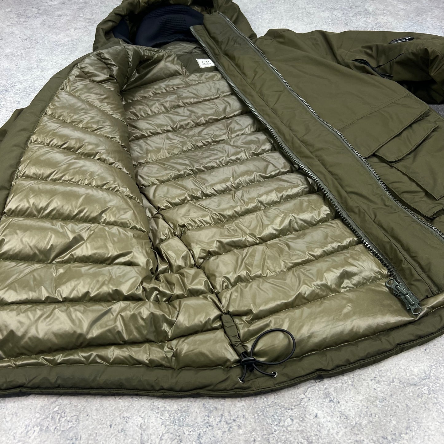 CP Company Khaki Micro M Down Jacket Size 50 Large 24”