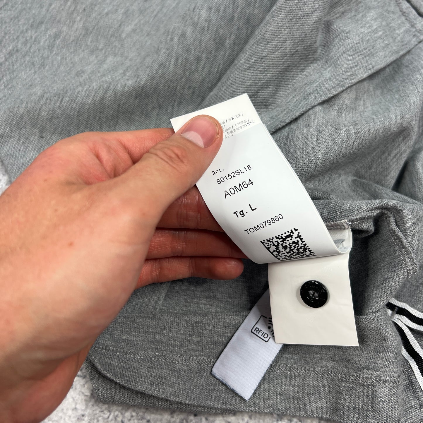 Stone Island Grey L/S Polo Large Slim Fit 21”