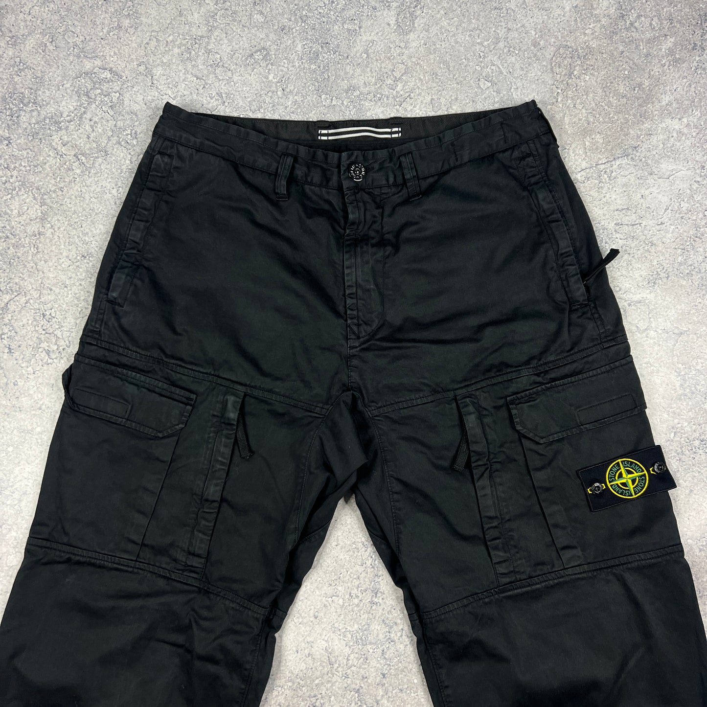 Stone Island Black Loose Fit Cargo Trousers W33-34”