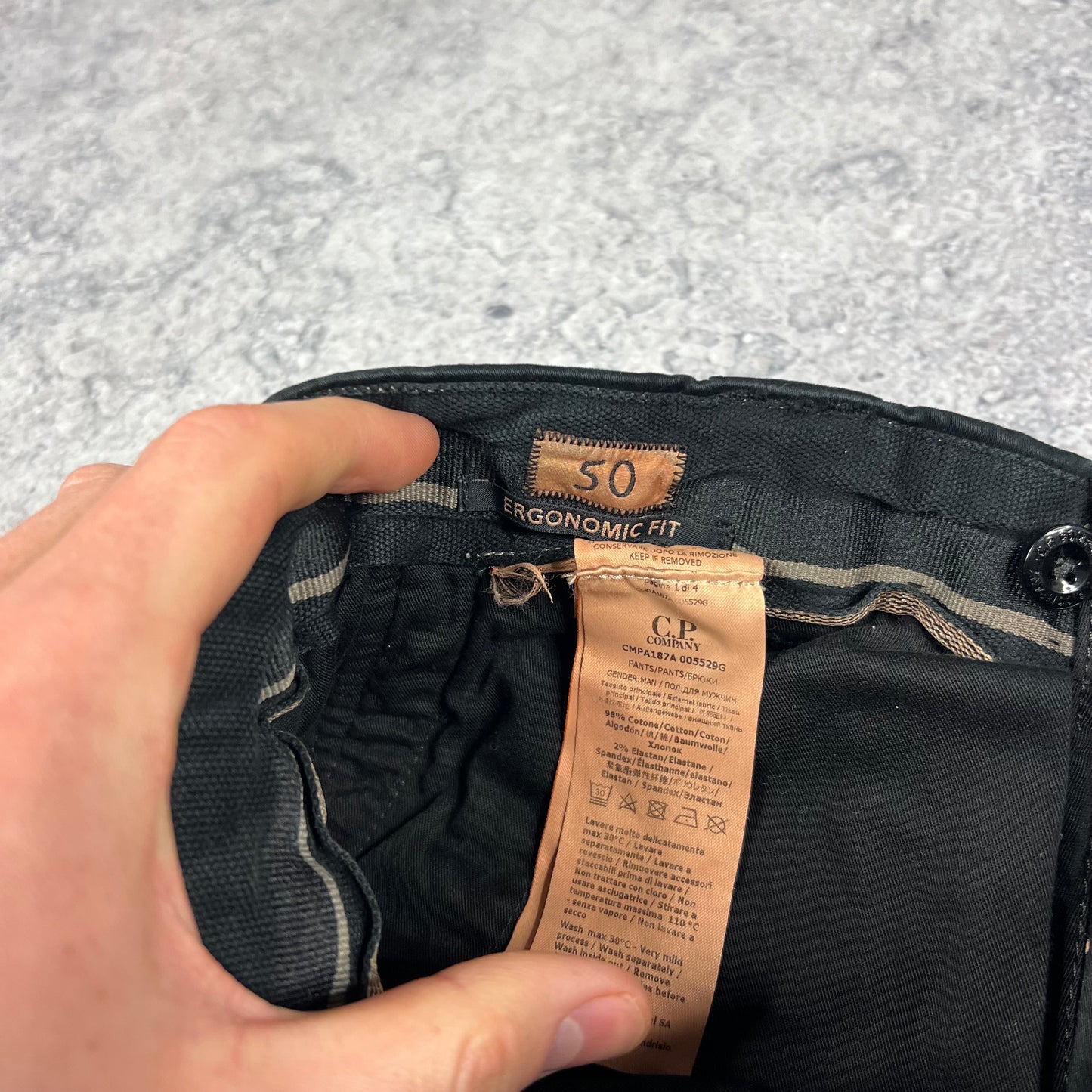 CP Company Black Lens Cargo Trousers Size 50- W34”