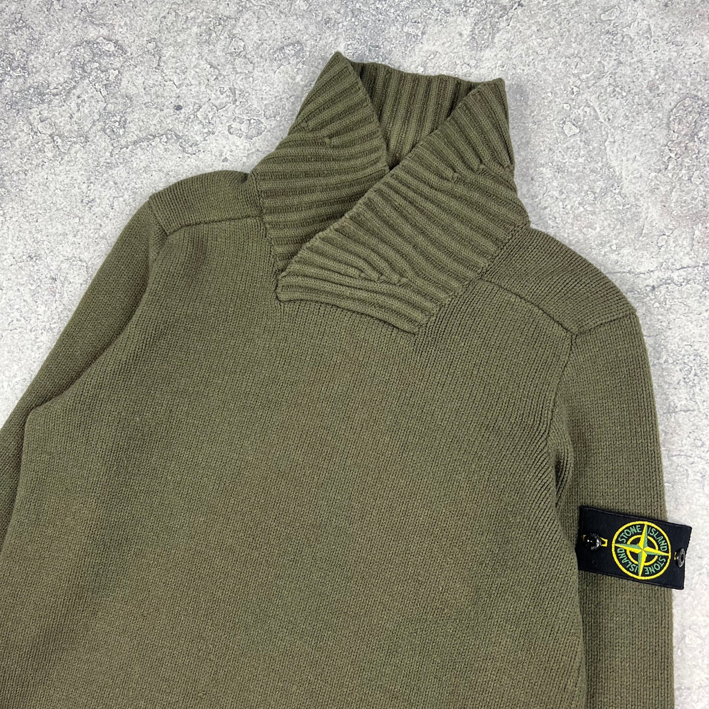 Stone Island Khaki Pullover Knit Large (Fits M) 20.5”