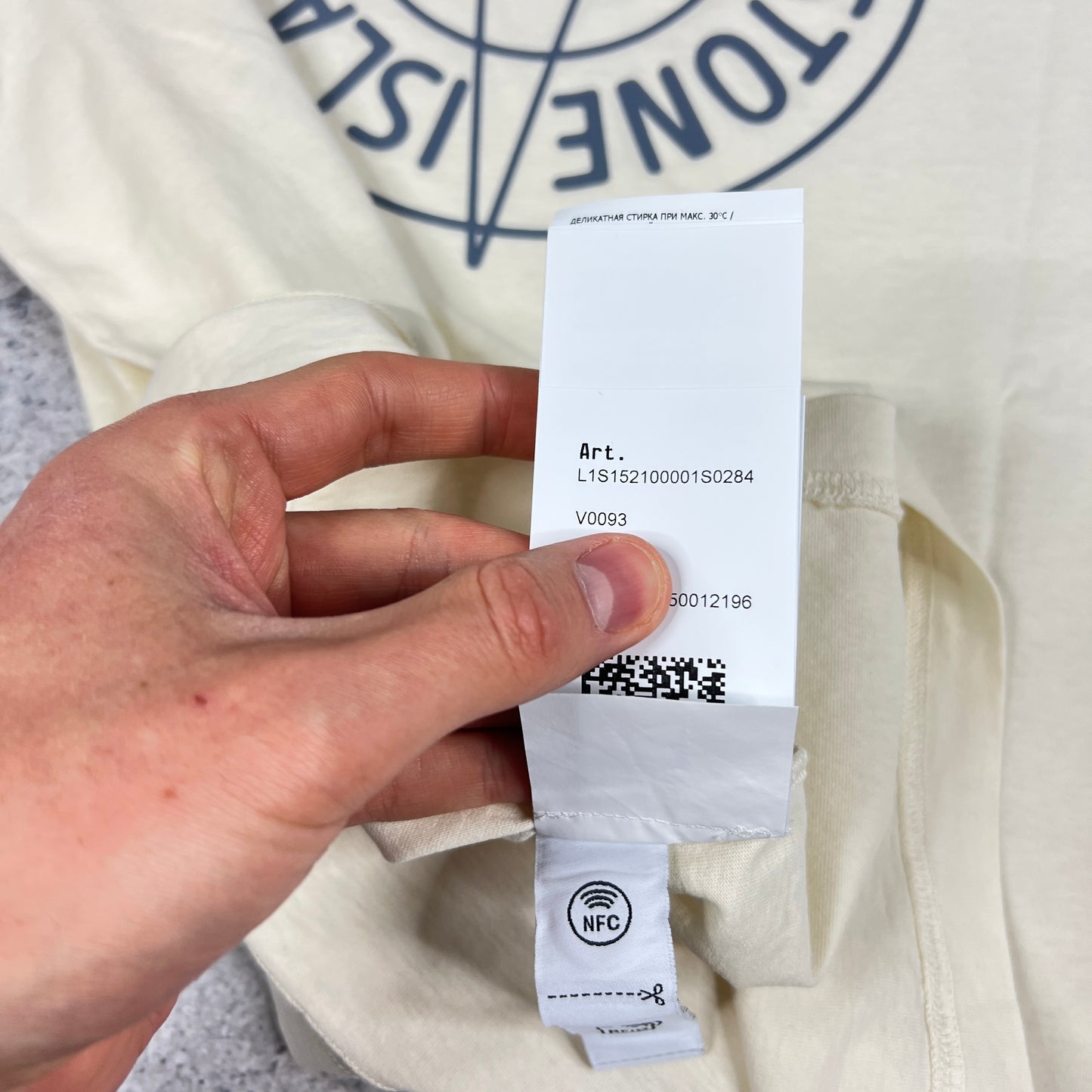 Stone Island Cream/Blue Compass T-Shirt BNWT