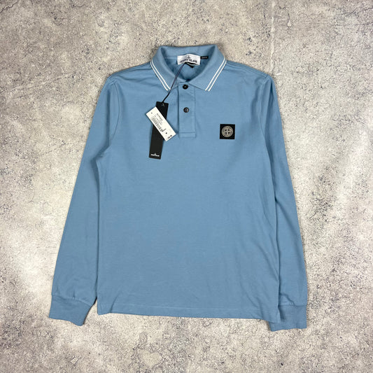 Stone Island Blue Long Sleeve Polo Shirt Medium 20” BNWT