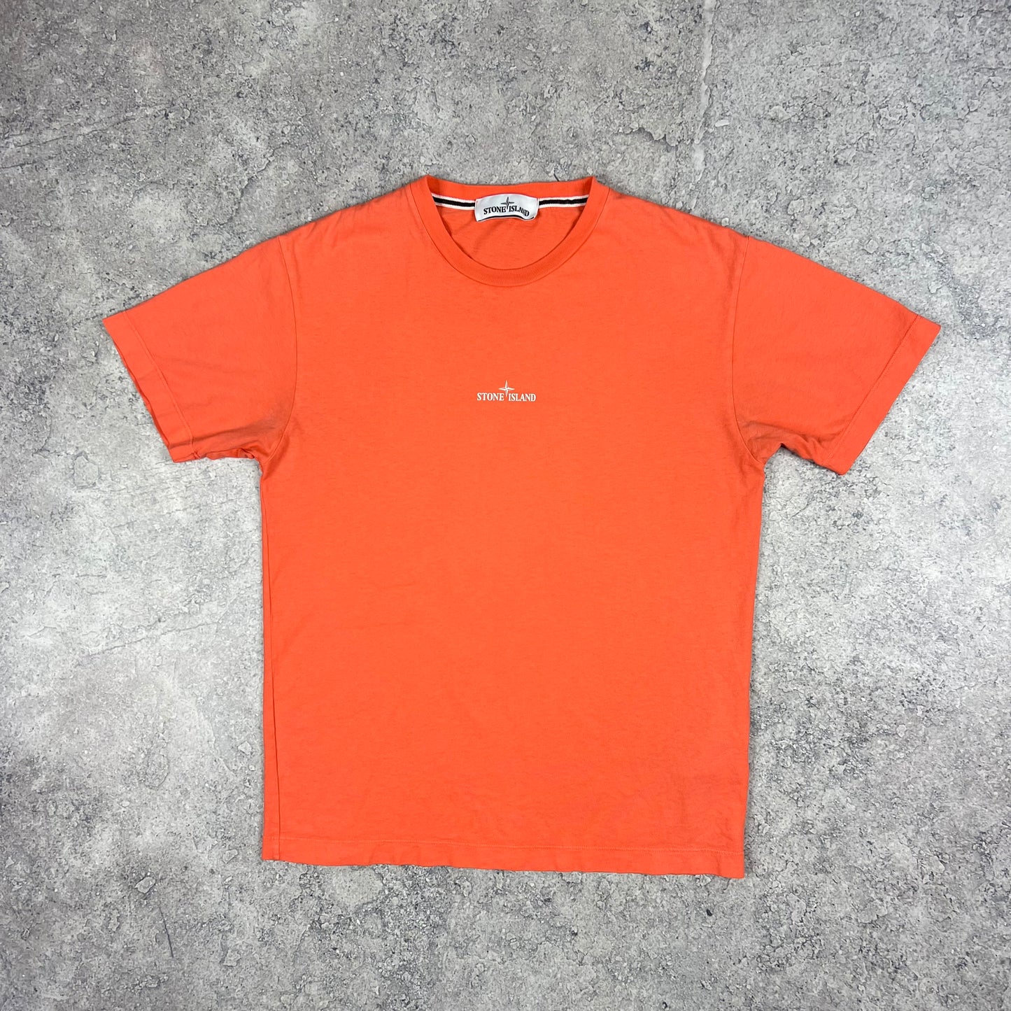 Stone Island Orange/White Logo T-Shirt Medium 19.75”