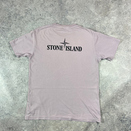 Stone Island Lilac Spellout T-Shirt Large 21.25”