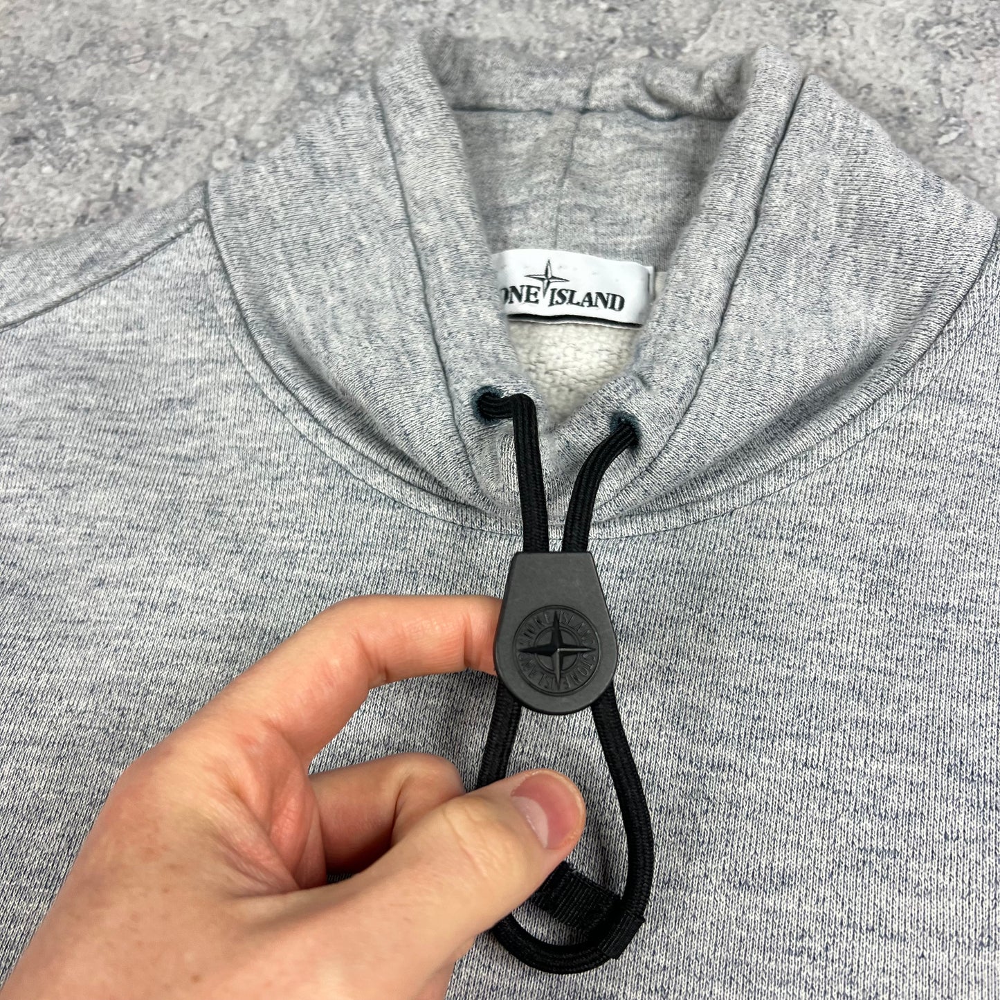 Stone Island Grey/Blue Stitch Logo Pullover Large 22.5”