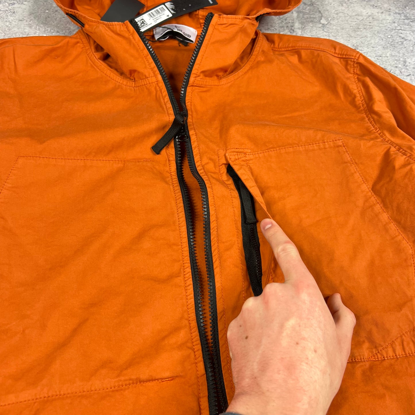 Stone Island Orange Supima Cotton Twill Jacket XXL 25” BNWT