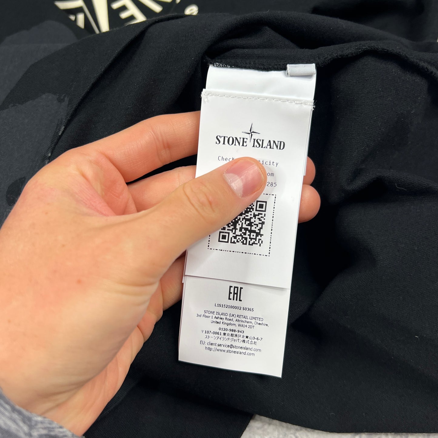 Stone Island Black Whirlwind T-Shirt Large 23.5” BNWT