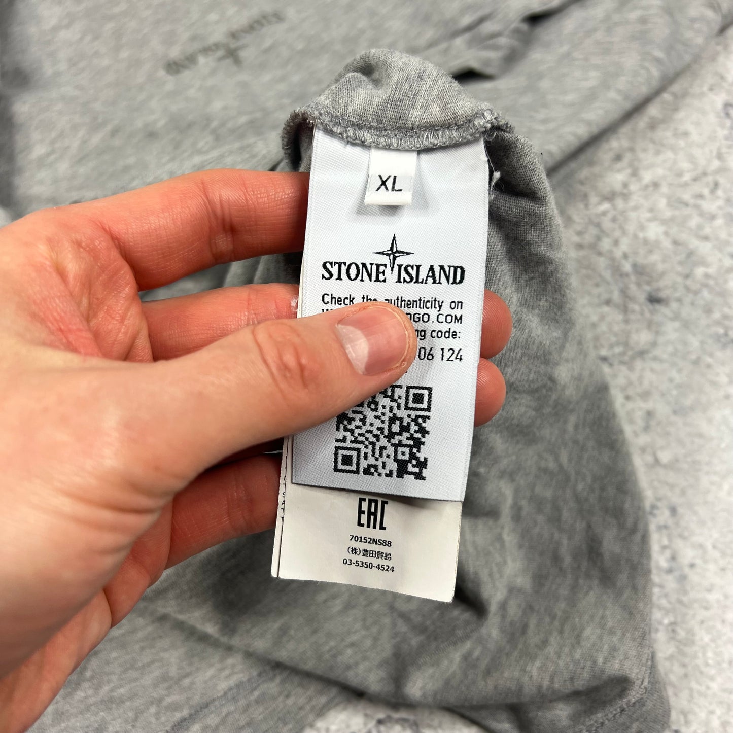 Stone Island Grey Reflective Logo T-Shirt XL 22.5”