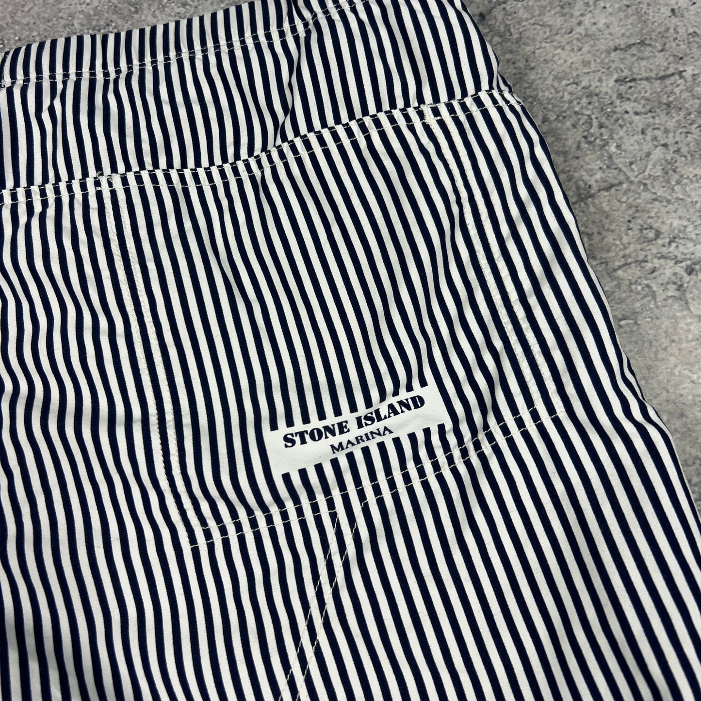 Stone Island Marina Blue Striped Swimshorts XL W38