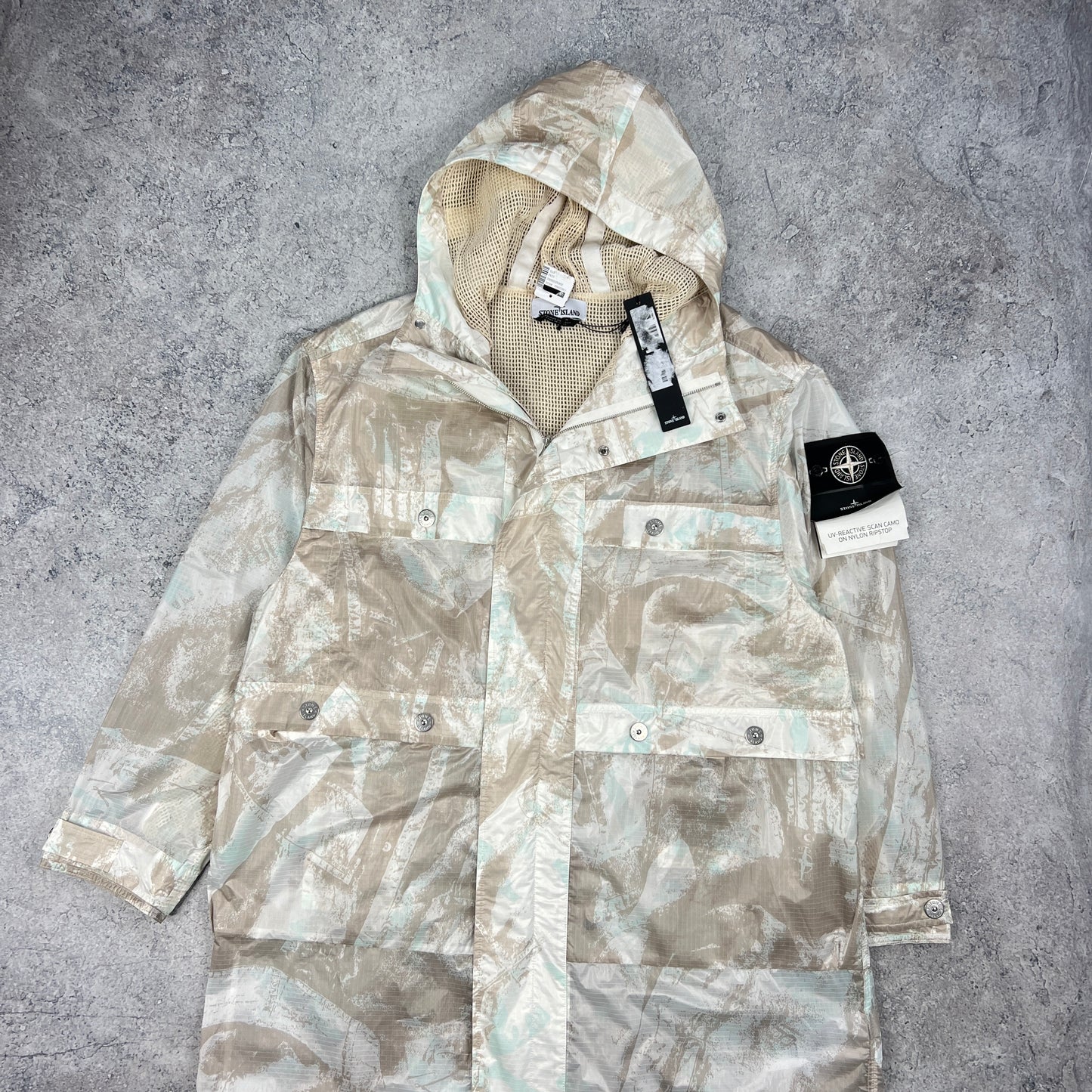 Stone Island UV Reactive Camo Parka Jacket Large 26” BNWT