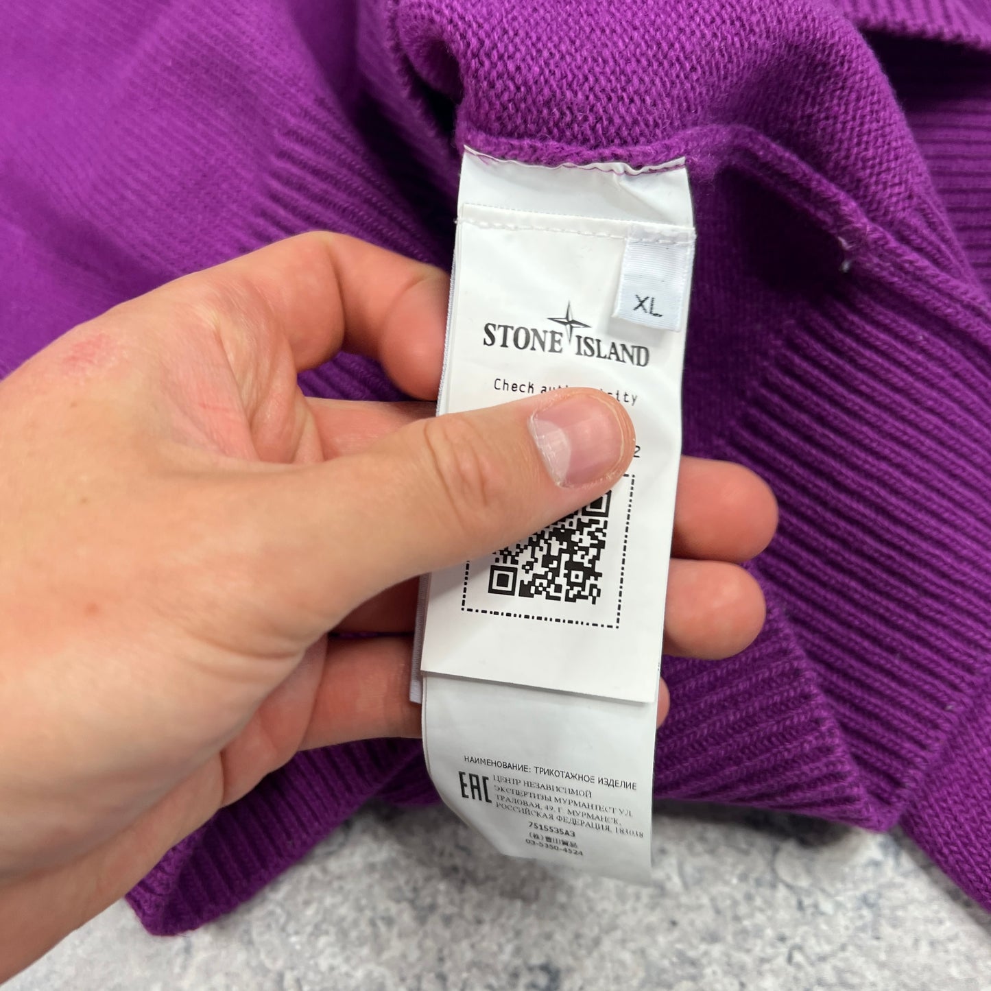 Stone Island Purple Wool Knit Jumper XL 23”