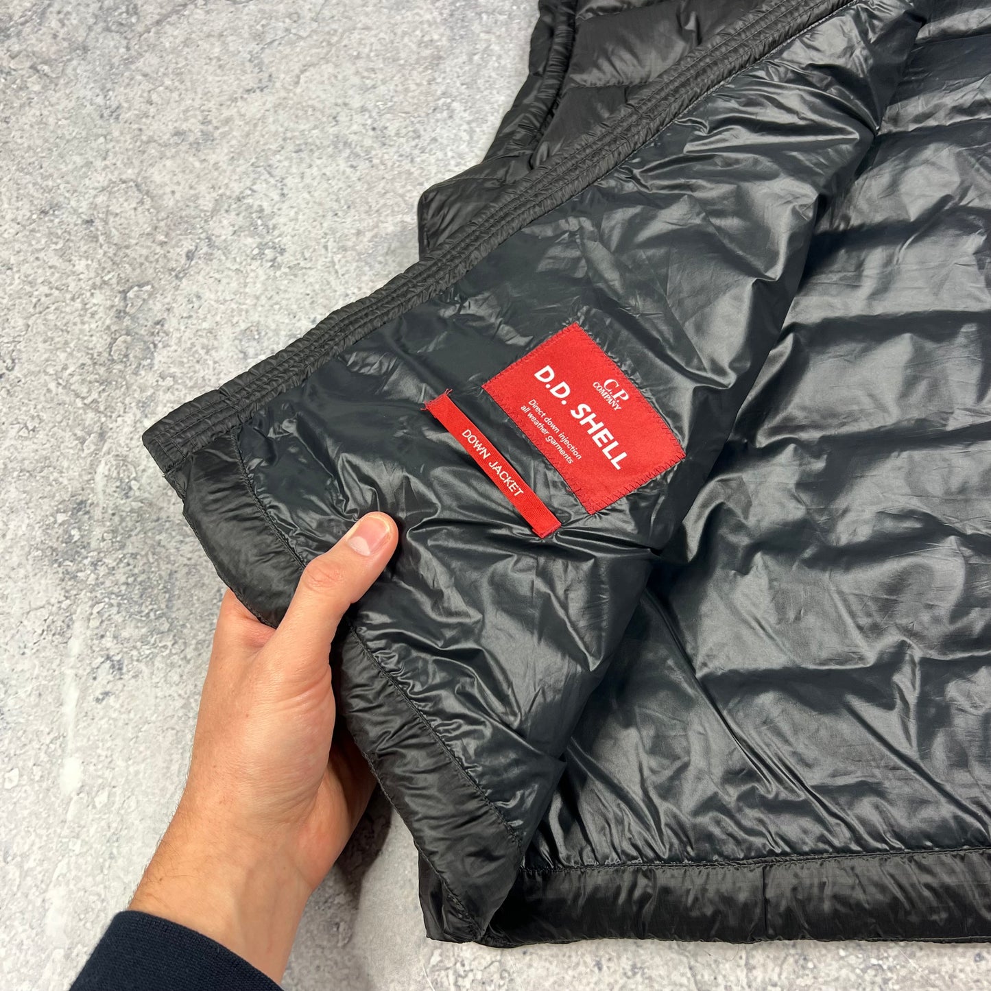 CP Company Black DD Shell Down Lens Gilet Large 22.75”