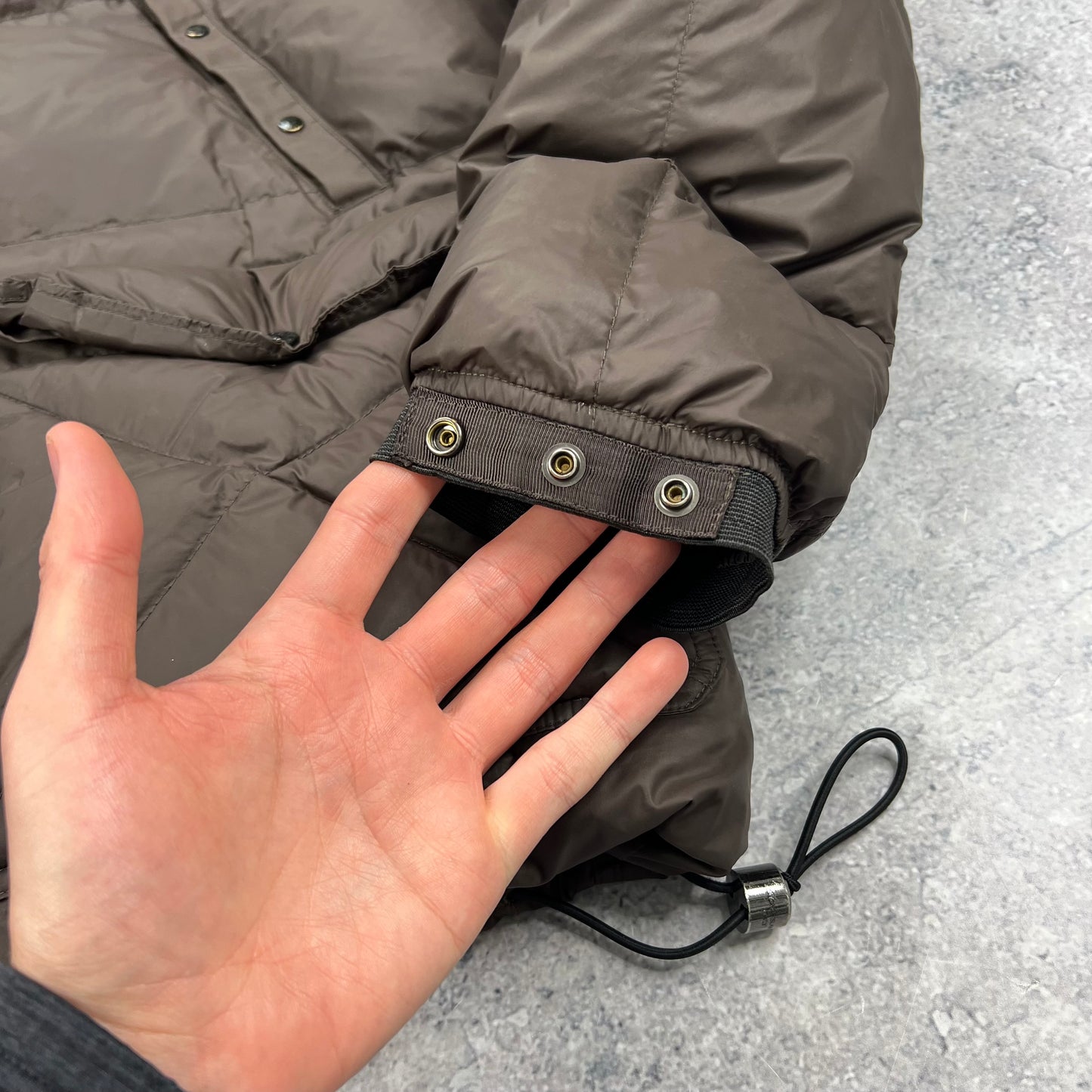 Stone Island Brown Opaque Nylon Tela Down Jacket XL 24.5”