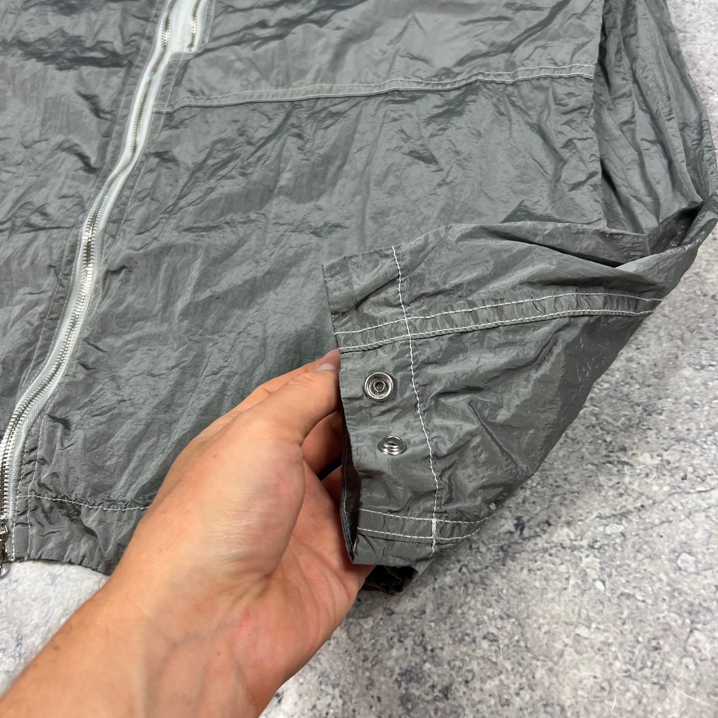 Stone Island Silver Nylon Metal Overshirt XL 23.5”