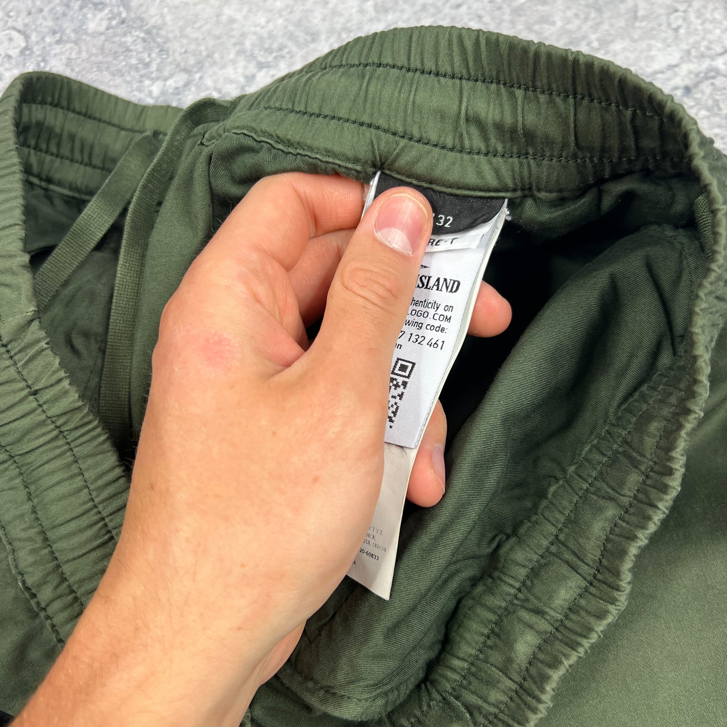 Stone Island Khaki Cuffed Cargo Trousers W32”