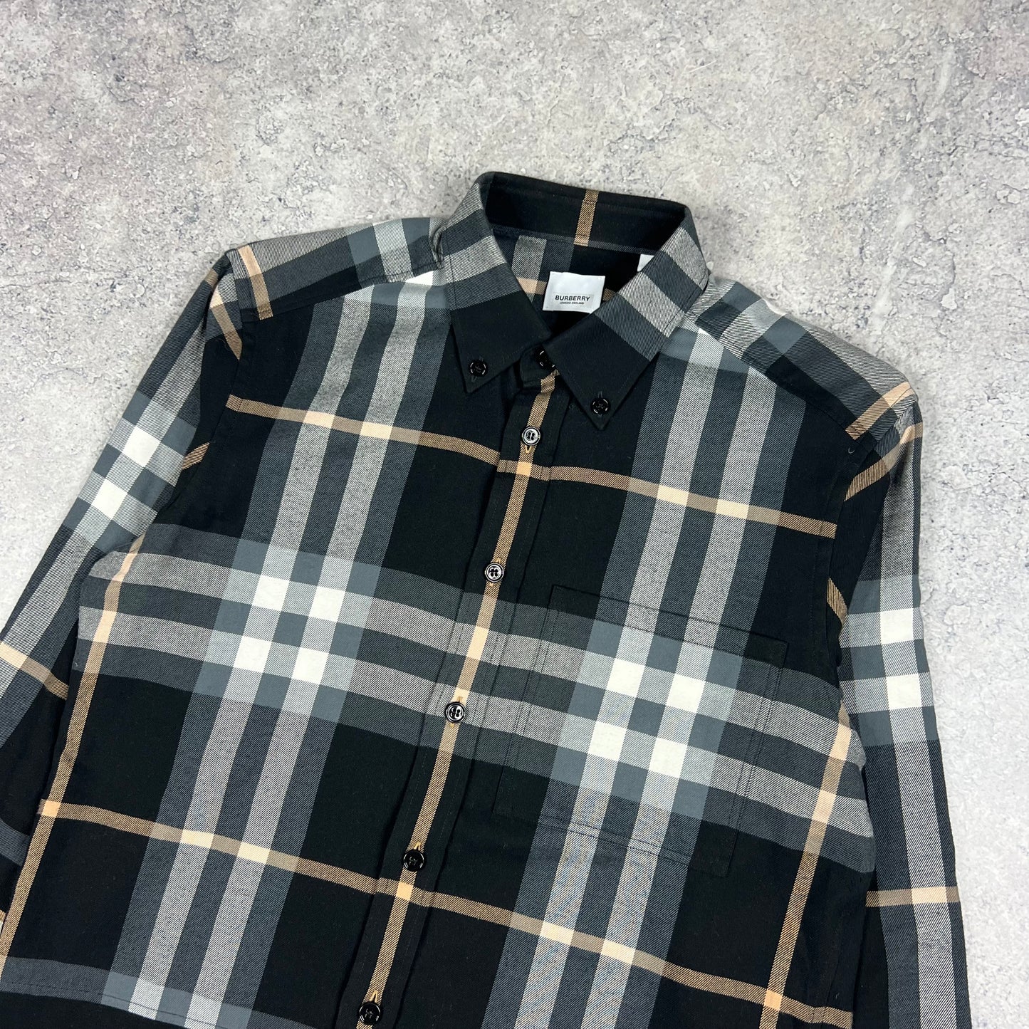 Burberry Black Check Flannel Shirt Medium (Fits L) 22.75”