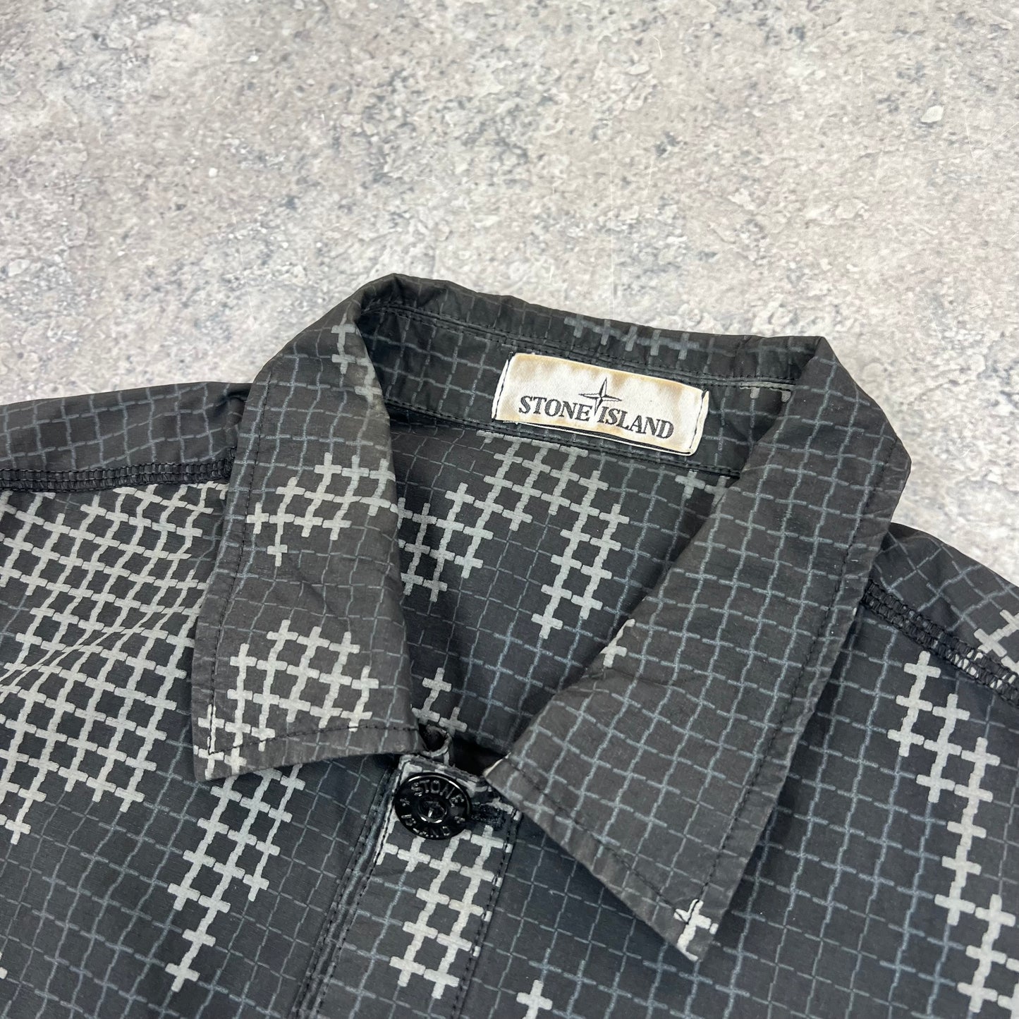 Stone Island Black Grid Camo Overshirt Medium 21”
