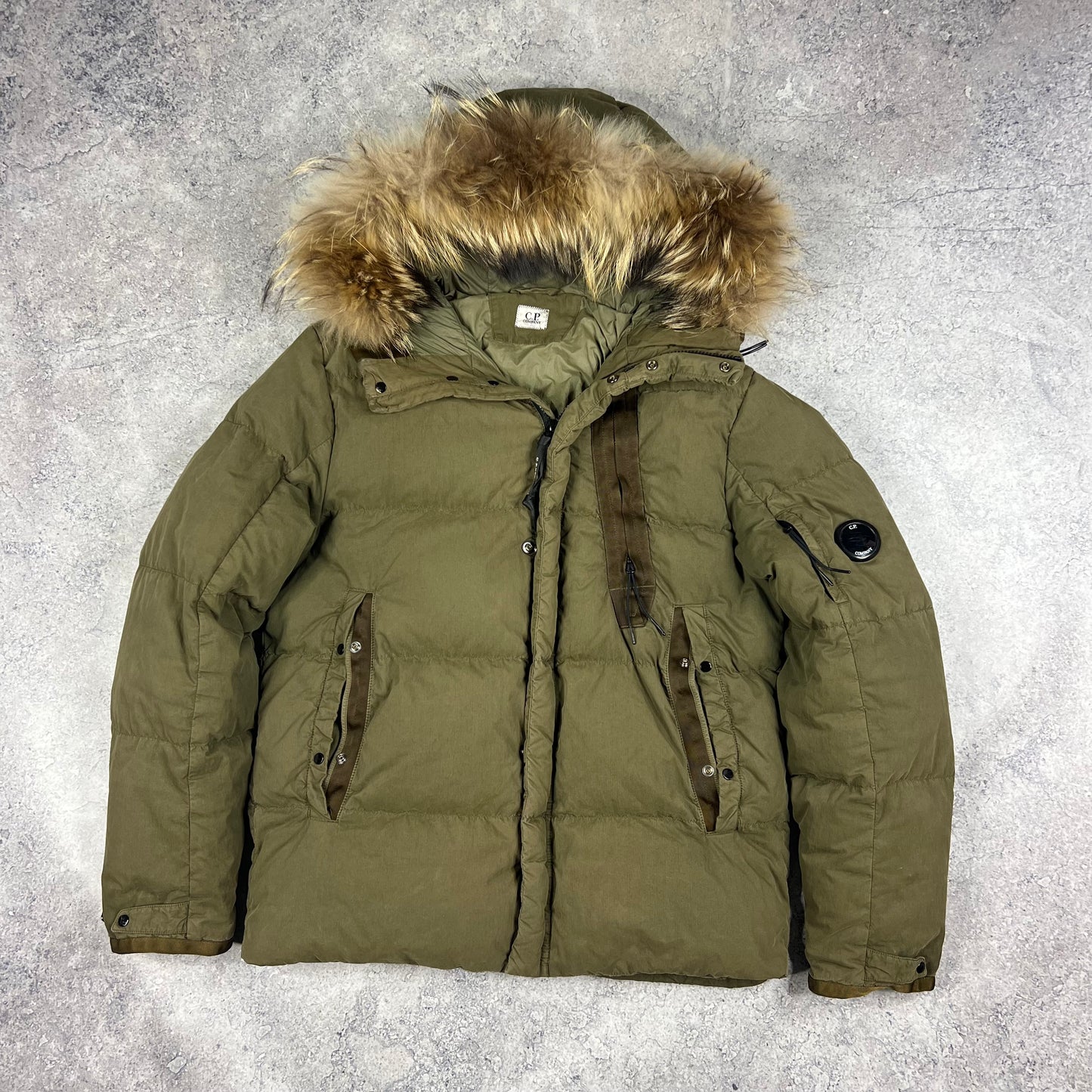 CP Company Khaki 50 Fili Down Parka Size 48- Medium 21.75”
