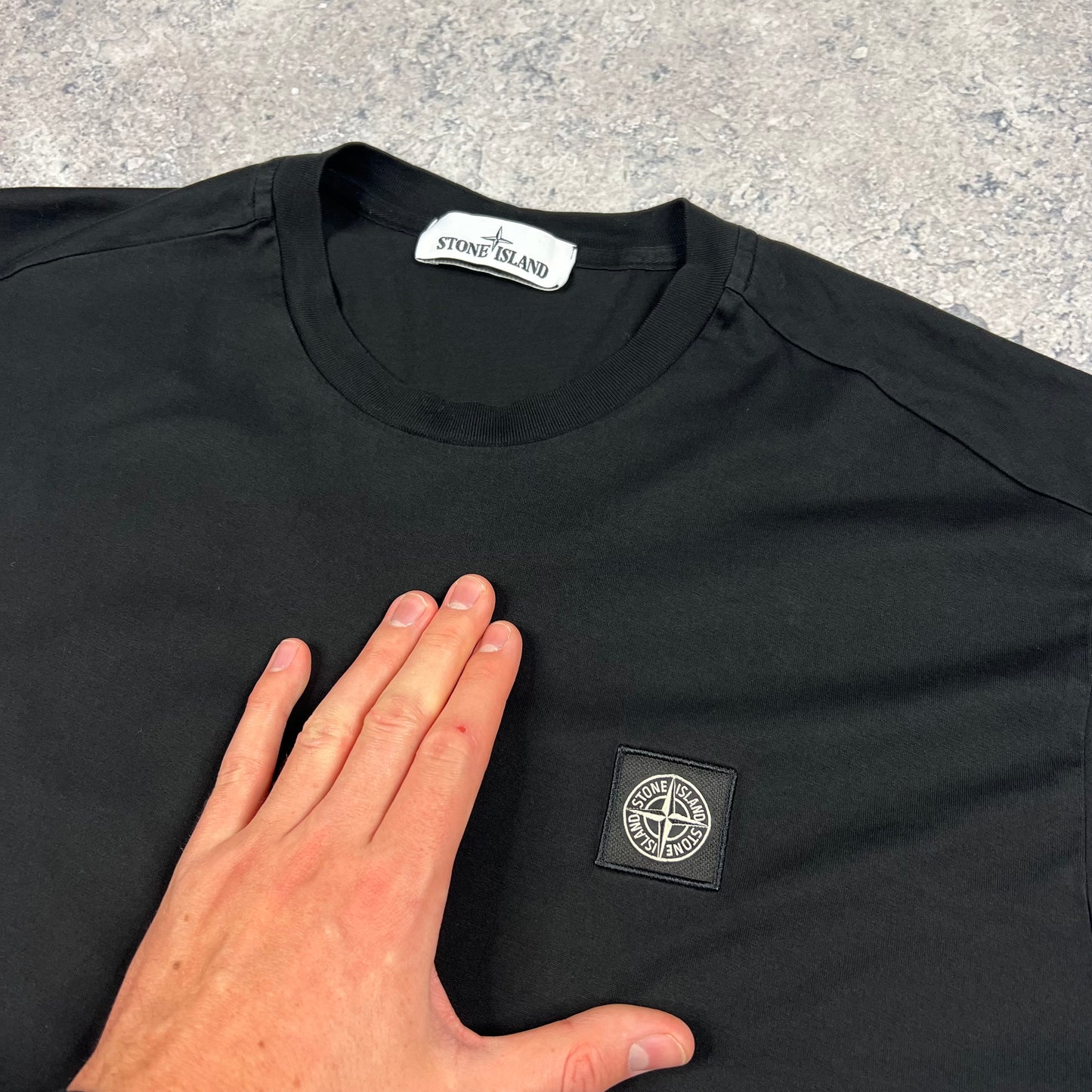 Stone Island Black Patch T-Shirt Large 21.5”