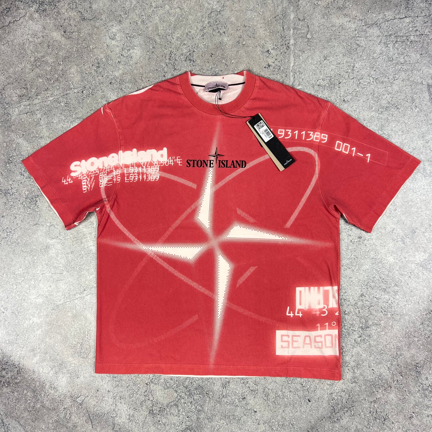 Stone Island Pink Y2K Logo T-Shirt Large 23.75”