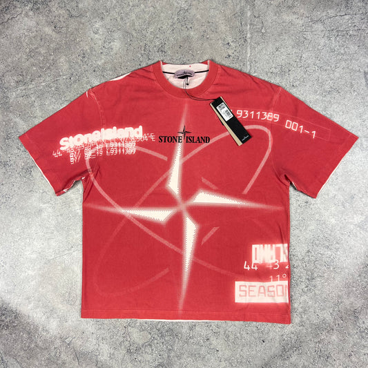 Stone Island Pink Y2K Logo T-Shirt Large 23.75”