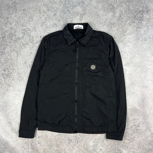 Stone Island Black Nylon Metal Patch Overshirt Small 19.75”