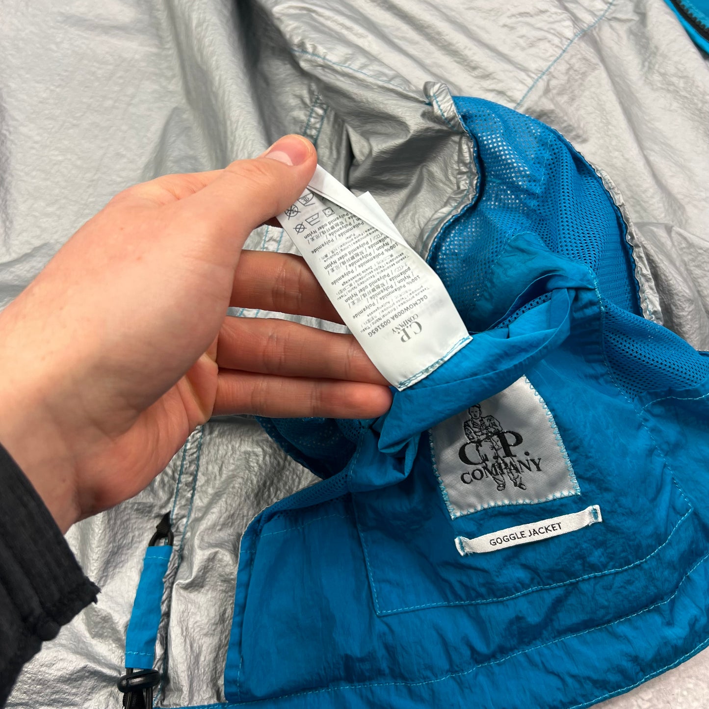 CP Company Blue Nyfoil Watchviewer Goggle Jacket Size 54- XL/XXL 24”