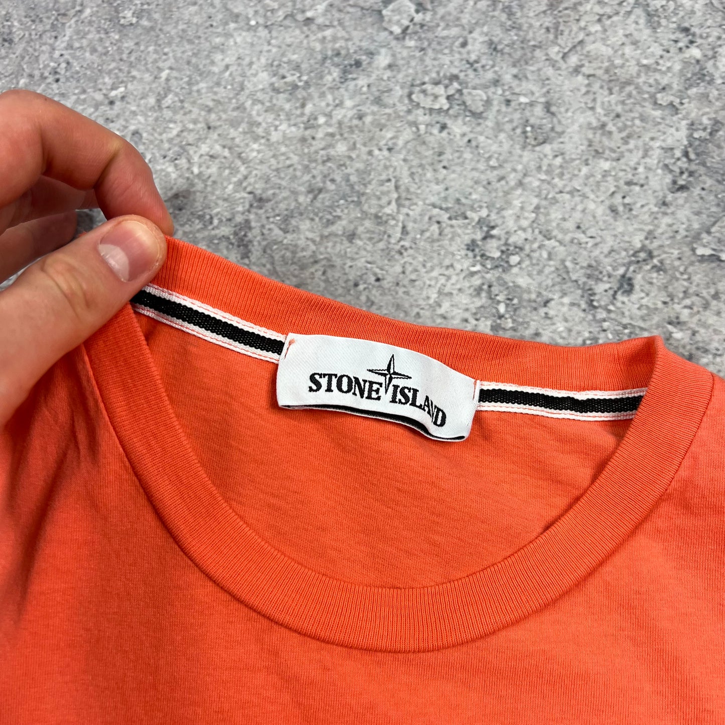 Stone Island Orange/White Logo T-Shirt Medium 19.75”