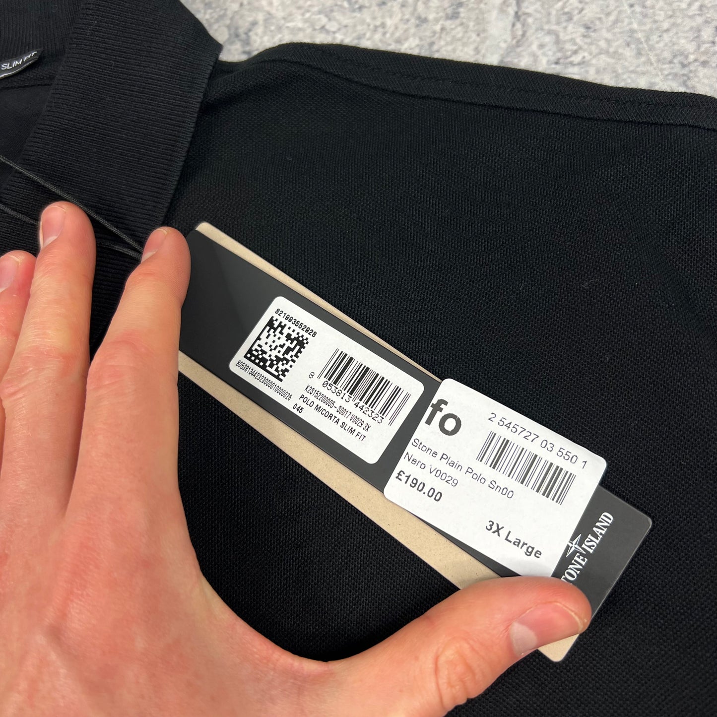 Stone Island Black Polo Shirt 3XL 25.75” BNWT