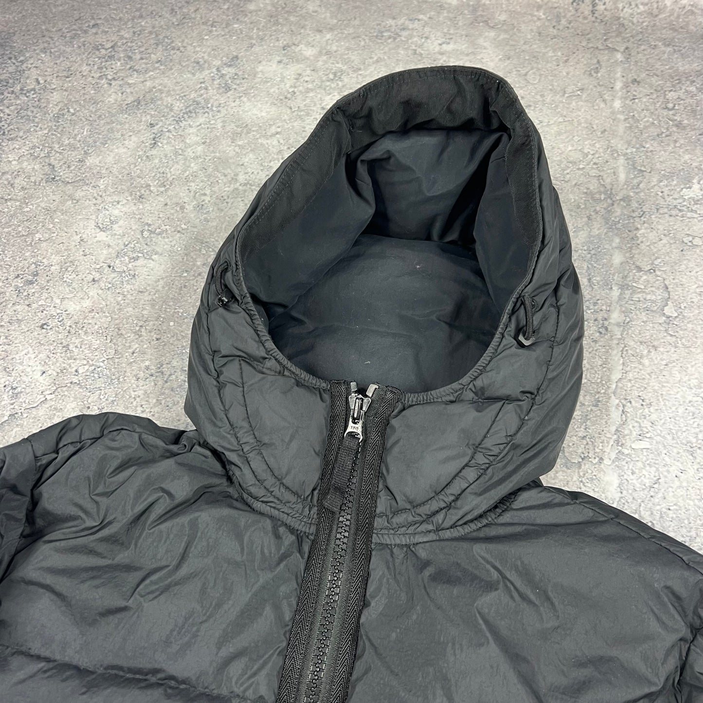 Stone Island Black Crinkle Reps Down Jacket Medium 22.5”