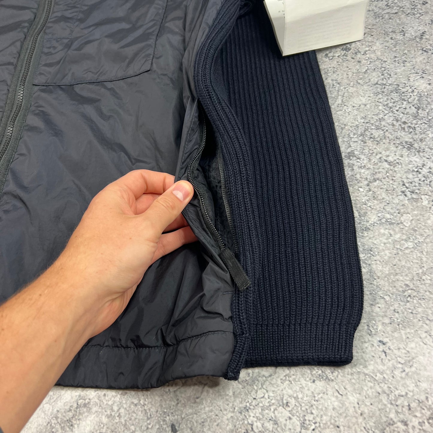 Stone Island Navy Crinkle Reps Knit Primaloft Jacket XL 24” BNWT