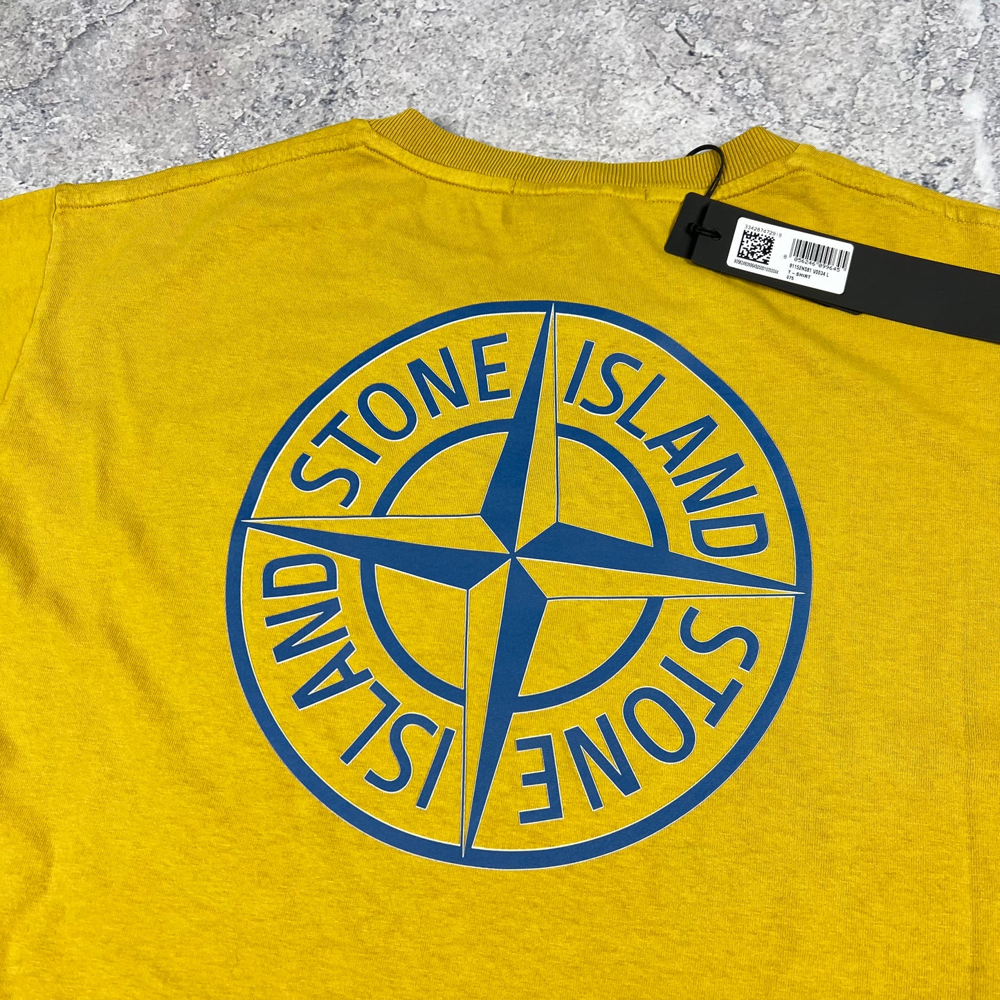 Stone Island Mustard Logo T-Shirt Large 21.5” BNWT