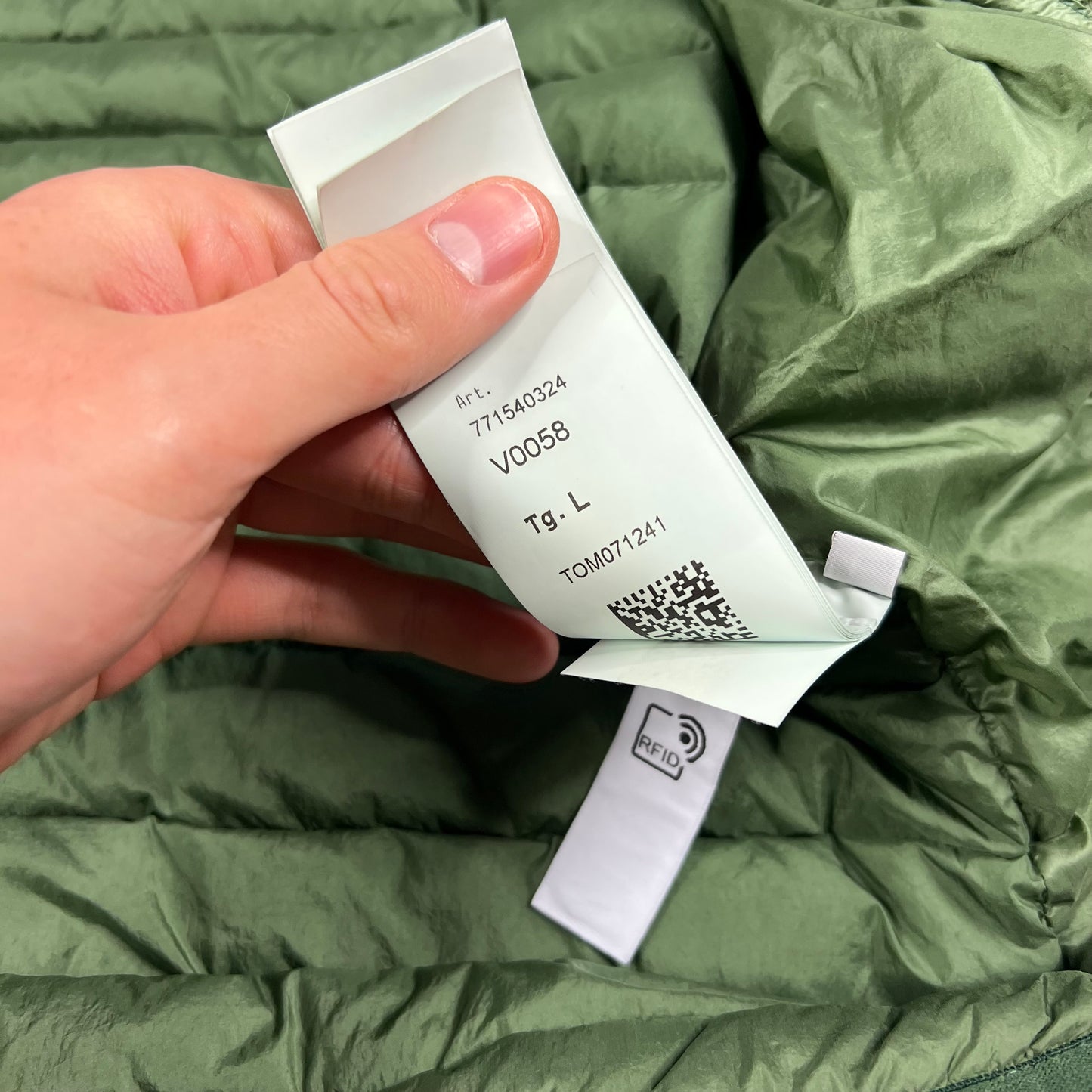 Stone Island Green Loom Woven Down Jacket Large 23”
