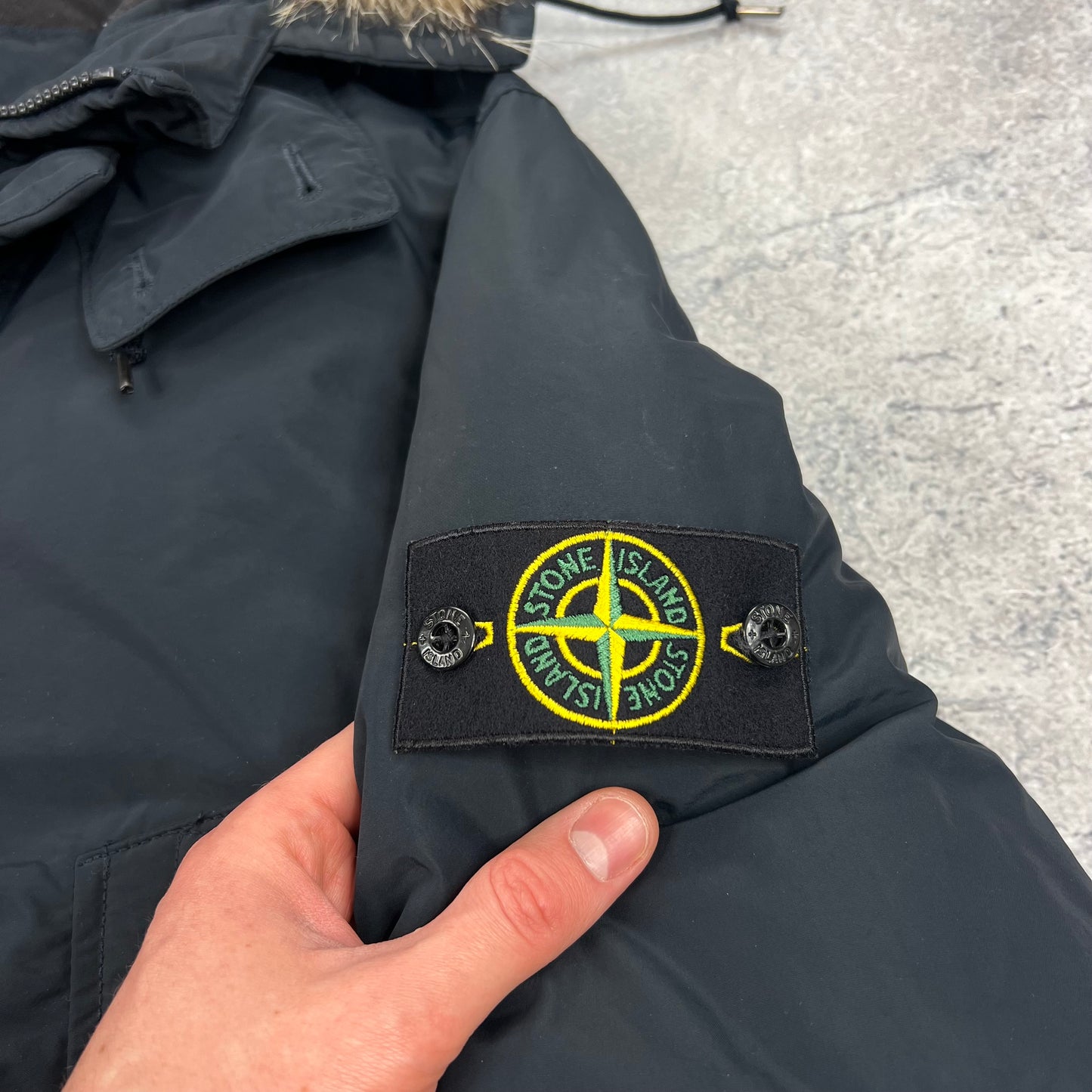 Stone Island Navy Micro Reps Down Parka Medium 23”