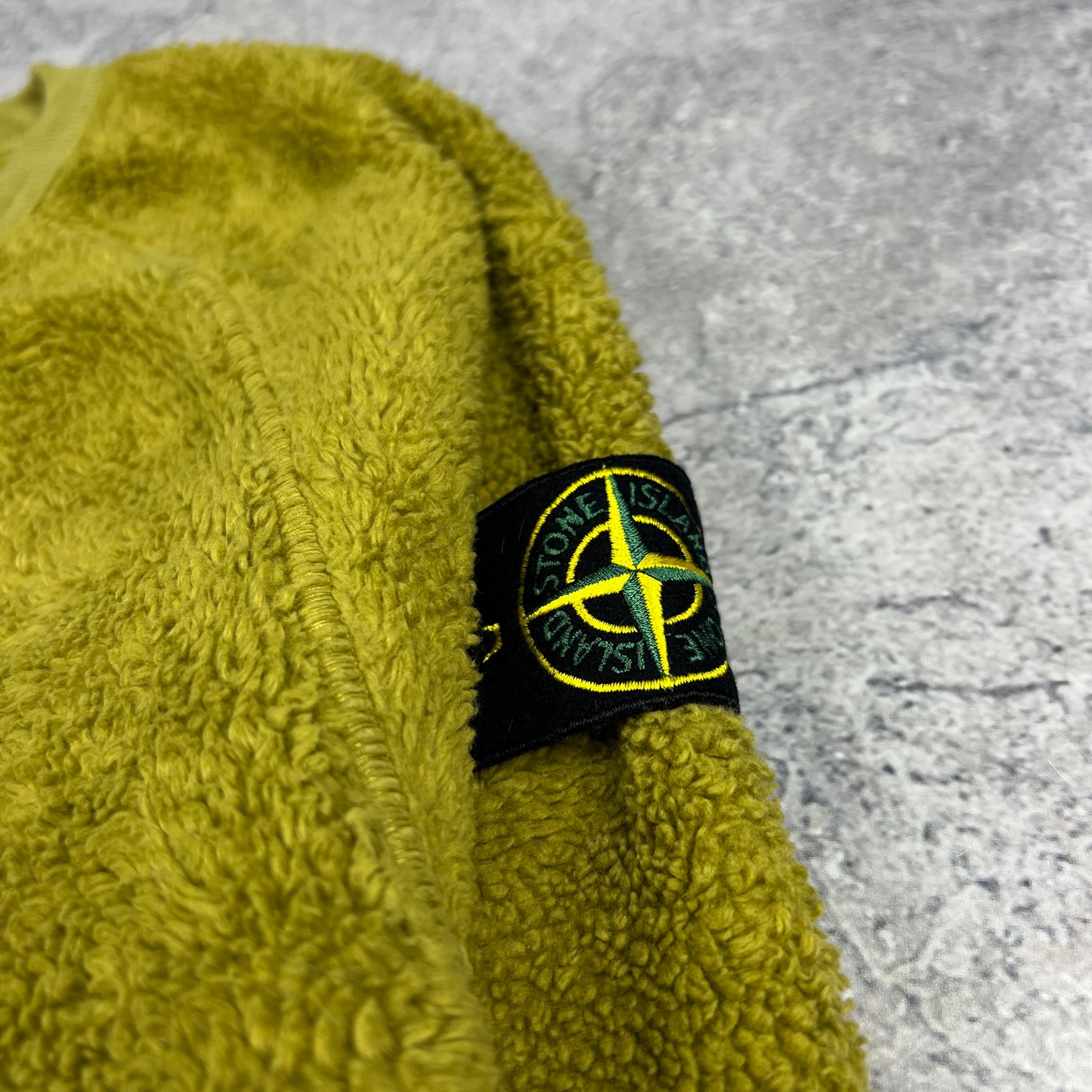 Stone Island Mustard Teddy Fleece Pullover Small 21.75”