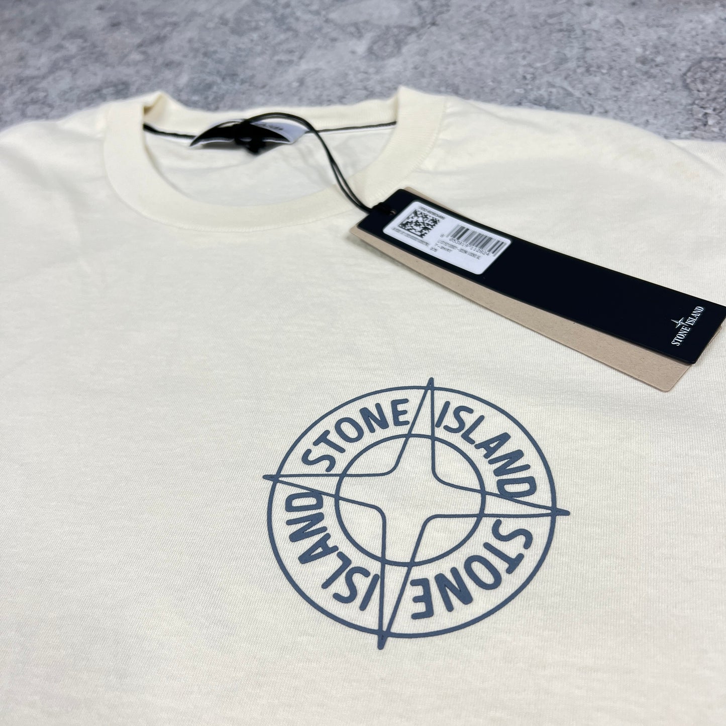 Stone Island Cream/Blue Compass T-Shirt BNWT