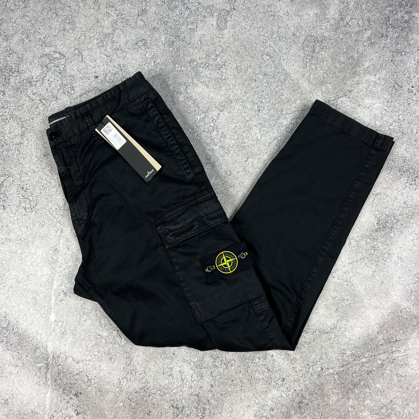 Stone Island Black Regular-T Cargo Trousers W34” BNWT