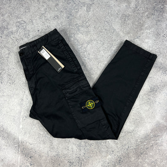 Stone Island Black Regular-T Cargo Trousers W34” BNWT