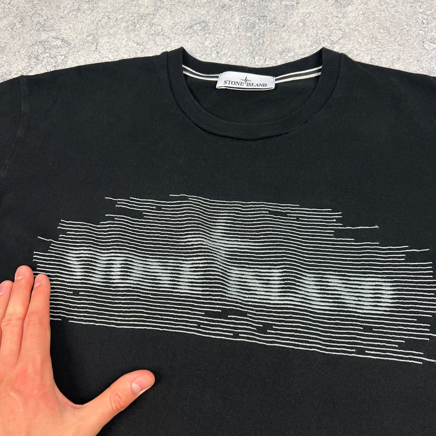 Stone Island Black Optical Logo T-Shirt Medium (Fits L) 22.75”