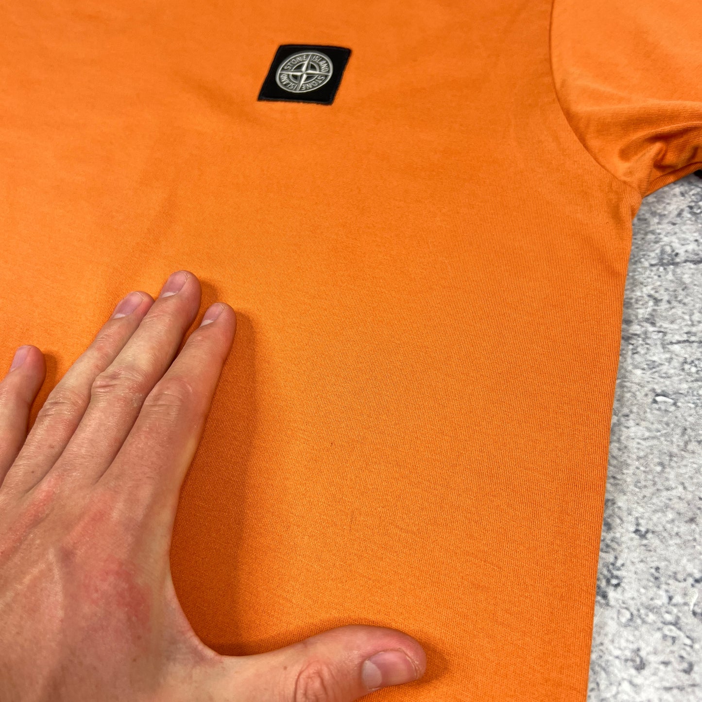 Stone Island Orange Patch T-Shirt Medium 20.75”