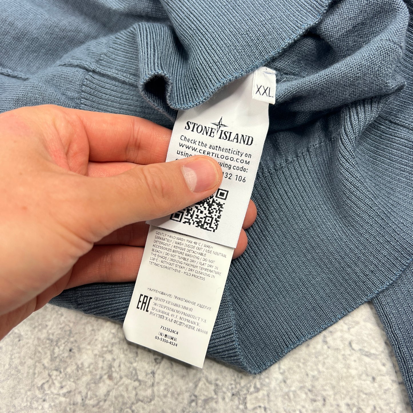 Stone Island Blue Knit Jumper XXL 22”