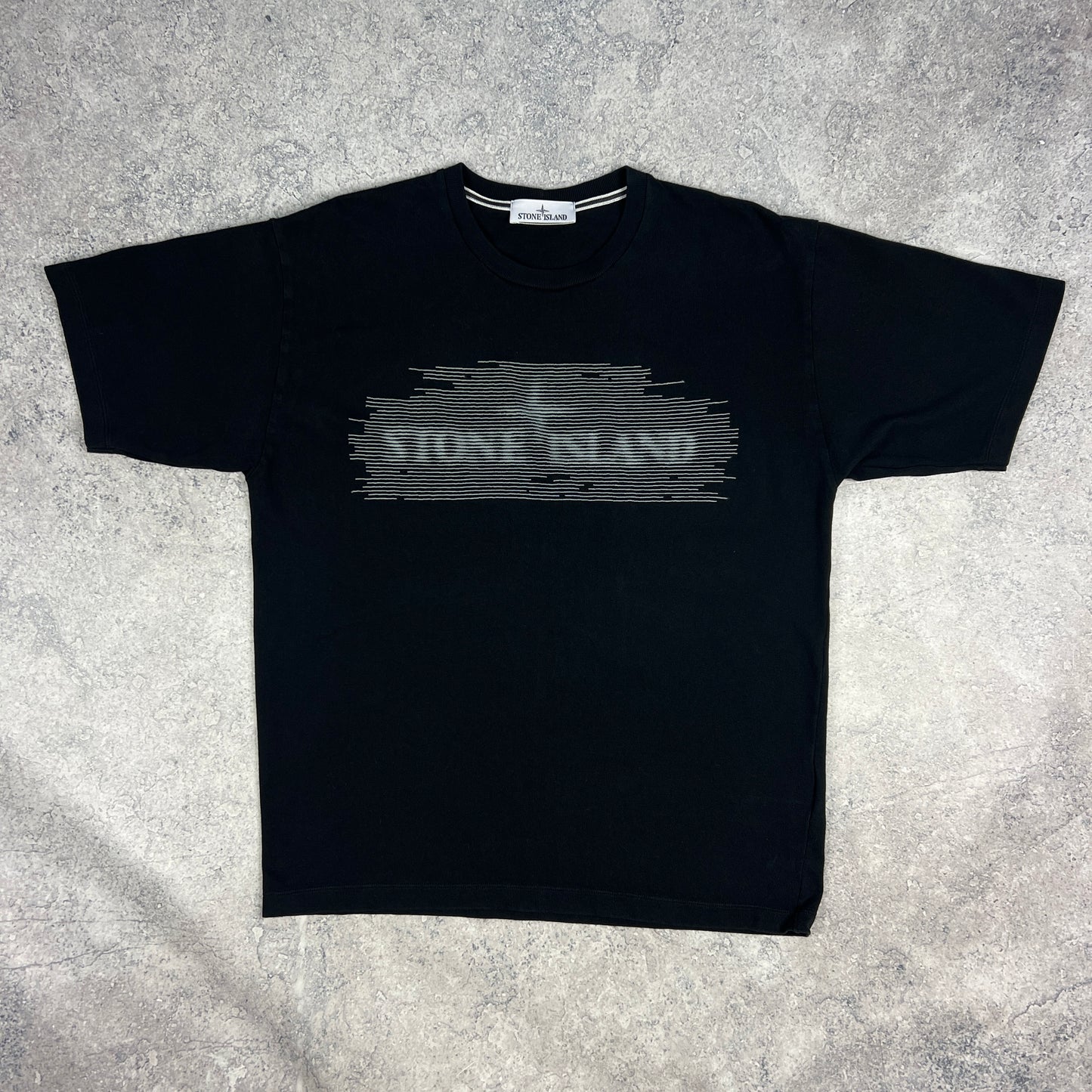 Stone Island Black Optical Logo T-Shirt Medium (Fits L) 22.75”