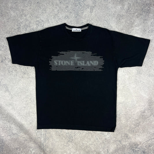 Stone Island Black Optical Logo T-Shirt Medium (Fits L) 22.75”