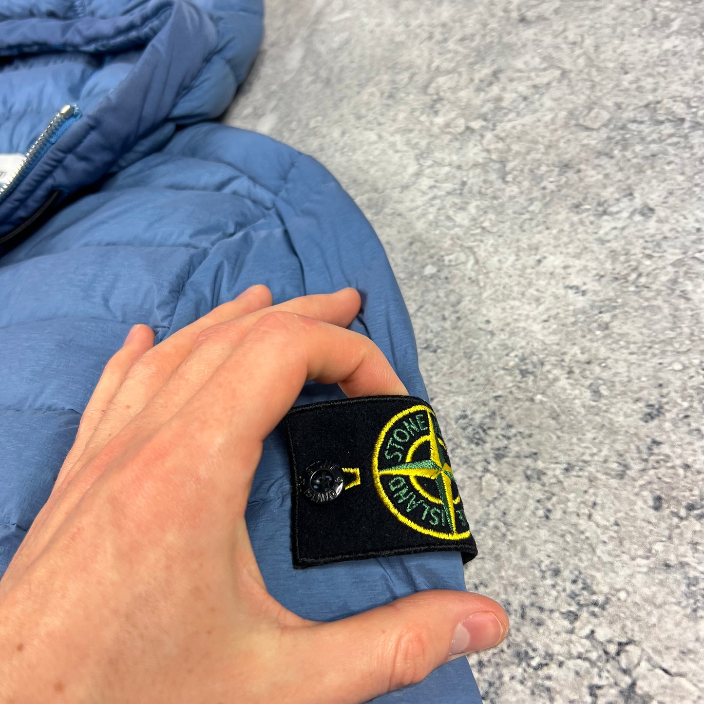 Stone Island Blue Loom Woven Down Jacket Small 20”