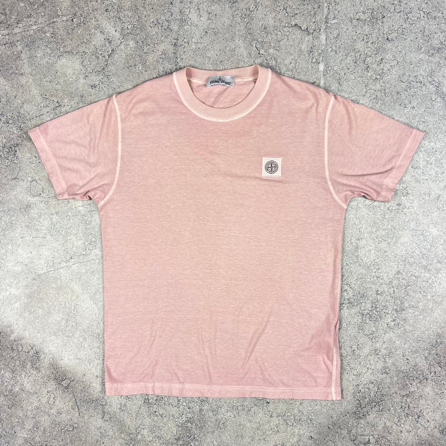 Stone Island Pink Garment Dyed Patch T-Shirt Medium 20.5”