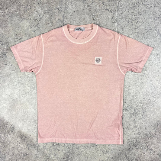 Stone Island Pink Garment Dyed Patch T-Shirt Medium 20.5”