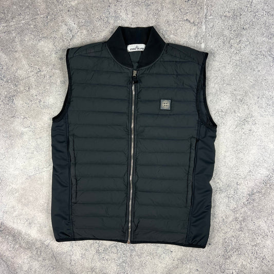 Stone Island Black Loom Woven Down Gilet Large 22”
